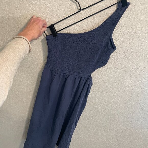 Anrabess Blue Smocked Top One Shoulder Cut Out Dress S - Picture 2 of 4